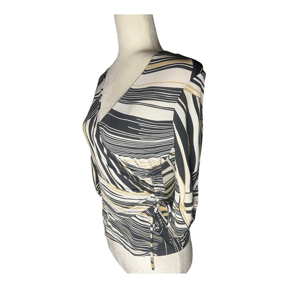 Y2K Abstract Striped Wrap-Top Blouse - Picture 5 of 5